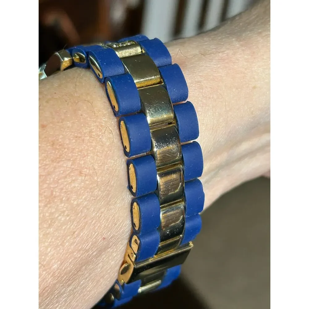 Jessica Carlyle Women’s Watch Model 6882Blue Silicone, Gold Tone, Crystal Bezel